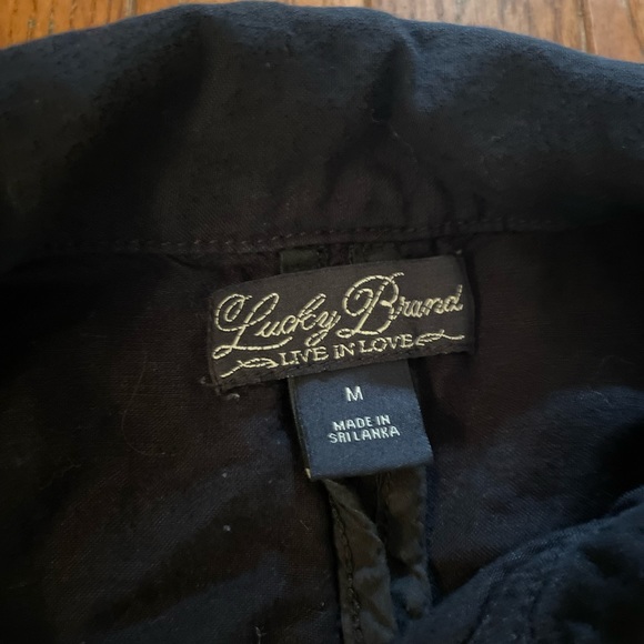 Lucky black unisex zippered moto vest linen sleeveless pockets adjustable back - Picture 6 of 9